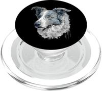 Retrato Floral Azul Merle Border Collie PopSockets PopGrip para MagSafe