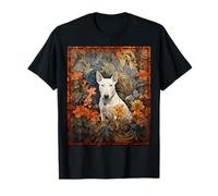 Retrato Floral de Perro Bull Terrier Blanco Camiseta