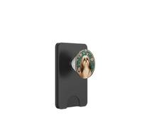 Retrato Floral de Perro Shih Tzu Art Nouveau PopSockets PopWallet para MagSafe