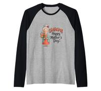 Retrato Floral del día de la Madre Feliz de la Abuela Camiseta Manga Raglan