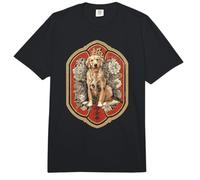 Retrato Floral japonés Golden Retriever Art Comfort Colors Adult Heavyweight T-Shirt