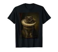 Retrato Gato Renacimiento Gracioso Oscuro Real Lechuguilla Camiseta