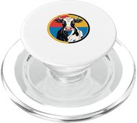 Retrato geométrico de Vaca en círculo PopSockets PopGrip para MagSafe