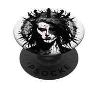 Retrato gótico de Calavera coronada Oscura fantasía Tinta ilustración PopSockets PopGrip Adhesivo
