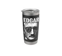 Retrato gótico vintage de arte pop de Edgar Allan Poe Raven Vaso térmico de acero inoxidable de doble pared