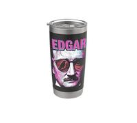 Retrato gótico vintage de arte pop de Edgar Allan Poe Raven Vaso térmico de acero inoxidable de doble pared