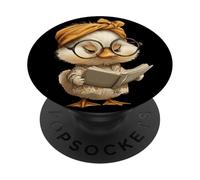 Retrato gráfico de pájaro de ratón de Biblioteca de Lectura de Libros pequeños PopSockets PopGrip Adhesivo