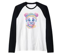 Retrato gráfico de Personaje de Circo Lindo de Invierno de Payaso Sonriente Camiseta Manga Raglan