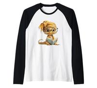 Retrato gráfico de Reptil de Lectura de Libros pequeños de lagar Camiseta Manga Raglan