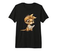 Retrato gráfico de Reptil de Lectura de Libros pequeños de lagar Camiseta Premium