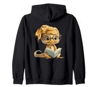 Retrato gráfico de Reptil de Lectura de Libros pequeños de lagar Sudadera con Capucha