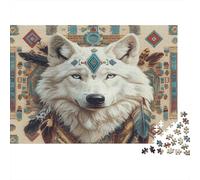 Retrato Lobo Puzzle 1000 Piezas De Cartón Grueso Lobo tótem Conjunto De Rompecabezas Anti Estrés Adultos para Noche De Juegos como Regalo Original 52x38cm/1000pcs