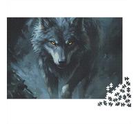 Retrato Lobo Rompecabezas Animal Salvaje Estilo Cartón Premium 1000 Piezas Adultos, Desafío Educativo, Regalo Cumpleaños, Colores Vibrantes para Familia 38x26cm/1000pcs