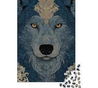 Retrato Lobo Rompecabezas Fantasía ornamentado Clásico 3 Capas Cartón 1000 Piezas, Desafío Duro, Alivio Estrés, Regalo Coleccionista Familiar 52x38cm/1000pcs
