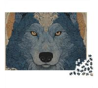 Retrato Lobo Rompecabezas Fantasía ornamentado Clásico 3 Capas Cartón 1000 Piezas, Ultra Difícil, Entrenamiento Cerebral, Decoración Pared, Regalo Ancianos 70x50cm/1000pcs