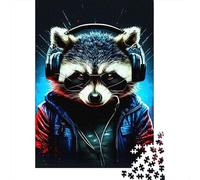 Retrato Mapache Cool Puzzle de 1000 Piezas Papel para Adultos Estilo Ilustrado Moderno Enfoque Relajación Hogar Regalo 70x50cm/1000pcs