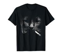 Retrato mínimo de Gato Fumador felino Surrealista Camiseta