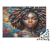Retrato Mujer Africana Colorido Puzzle de 1000 Piezas Papel para Adultos Estilo Artístico Relajación Familia Decoración Hogar Regalo 52x38cm/1000pcs