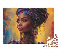 Retrato Mujer Africana Puzzle de 1000 Piezas Papel para Adultos Arte Abstracto Colorido Puzzle para Toda la Familia Decoración Hogar Regalo 38x26cm/1000pcs