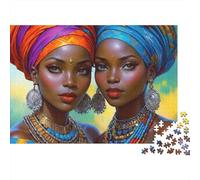 Retrato Mujeres Cultura Africana Puzzle de 1000 Piezas Puzzle para Adultos Papel Noche Colorida Puzzle para Toda la Familia Relajación Decoración Regalo 70x50cm/1000pcs