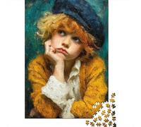 Retrato Niño Rubio Vintage Puzzle de 1000 Piezas Papel para Adultos Estilo Arte Clásico Juego de Puzzle 1000 Piezas Relax Decoración Regalo 52x38cm/1000pcs
