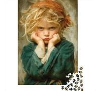 Retrato Niño Rubio Vintage Puzzle de 1000 Piezas Papel para Adultos Estilo Pintura Cálida Puzzle para Toda la Familia Relajación Decoración Hogar Mejora Enfoque 38x26cm/1000pcs