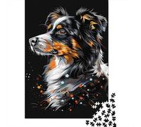 Retrato Pastor Australiano Puzzle de 1000 Piezas Papel para Adultos Estilo Arte Abstracto Relajante Enfoque Familiar Regalo Hogar 70x50cm/1000pcs