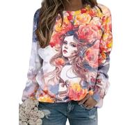 Retrato Pintura al óleo Impresión 3D Sudaderas Mujeres Manga Larga Sudaderas Mangas Raglan Pullovers Y2k Harajuku Tops Ropa Femenina