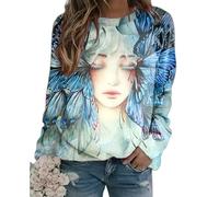 Retrato Pintura al óleo Impresión 3D Sudaderas Mujeres Manga Larga Sudaderas Mangas Raglan Pullovers Y2k Harajuku Tops Ropa Femenina