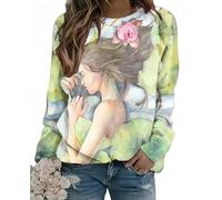 Retrato Pintura al óleo Impresión 3D Sudaderas Mujeres Manga Larga Sudaderas Mangas Raglan Pullovers Y2k Harajuku Tops Ropa Femenina