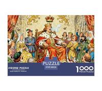 Retrato Real Medieval en Actitud de Sentado Puzzle De Madera Impermeable Puzzles De 1000 Piezas para Adultos Divertido Rompecabezas Juegos Educativos