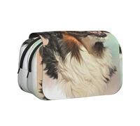 Retrato Realista del Perro de montaña bernés Estuche para lápices portátil con Doble Concha y Cremallera