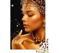 Retrato Reina Dorada Puzzle de 1000 Piezas Papel para Adultos Estilo Joyería Artística Relajante Decoración Hogar Regalo Familia 70x50cm/1000pcs