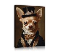 Retrato retro barroco de perro Arte mural de pared Arte rococó Divertido Creativo de mascotas Pintura de lienzo Impresión para dormitorio baño 75x95cm Cuadro interior