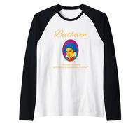 Retrato Retro de Beethoven con un Juego de Palabras hilarante Camiseta Manga Raglan