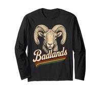 Retrato Vintage Parque Nacional Big Horned Goat Badlands Manga Larga