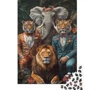Retratos Animales Elegantes Puzzle de 1000 Piezas Papel Puzzle para Adultos Ilustración Selva Decoración Relax Familiar Regalo 38x26cm/1000pcs