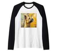 Retratos Coloridos de Perros franceses - Berger Picard Camiseta Manga Raglan