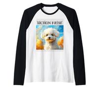 Retratos Coloridos de Perros franceses - Bichon Frise Camiseta Manga Raglan