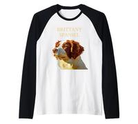 Retratos Coloridos de Perros franceses - Brittany Spaniel Camiseta Manga Raglan