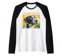 Retratos Coloridos de Perros franceses - Puntero Auvernia Camiseta Manga Raglan