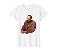 Retratos de Fyodor Dostoevsky por Vasily Perov Camiseta gráfica económica, Mujer, Blanco, L