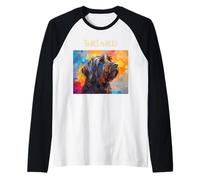Retratos de Perros franceses Coloridos - Briard Camiseta Manga Raglan