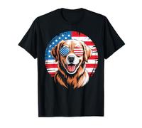 Retriever American Flag Retro 4th of July USA Camiseta