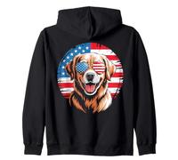 Retriever American Flag Retro 4th of July USA Sudadera con Capucha