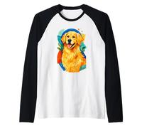 Retriever Dog Layered Paper Art Camiseta Manga Raglan