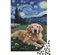 Retriever Dorado 1000 Piezas Puzzles for Adults Puzle para Decoración del Hogar ovejas Rancho Pasatiempo Creativ Imposible DecoracióN Familiar Regalos A Partir De 14 Años 1000pcs (75x50cm)