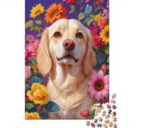Retriever Dorado Floral 1000 Piezas Stock De Cartas Premium Rompecabezas Conjunto Amantes De La Familia Divertido Juego Alivio del Estrés Decoración De Paredes 70x50cm/1000pcs