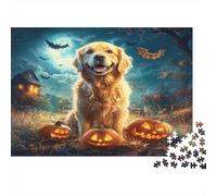 Retriever Dorado Puzzle Imposible,desafío for Adults Jack-o'-Lantern Entretenimiento Creativo 1000 Piezas Obra De Arte De Juego De para Adultos, Regalos A Partir De 14 Años 1000pcs (75x50cm)
