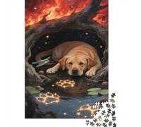 Retriever Dorado Puzzle Imposible,desafío para Adultos Llama de Cueva mística Juego Educativo 1000 Piezas Obra De Arte De Juego De para Adultos Y Niños Mayores De 12 Años 1000pcs (75x50cm)